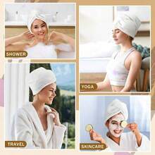 Women's Disposable Quick-Dry Absorbent Towel Cap - Super Absorbent Twist-On Headwrap, Suitable For Long Curly And Thick Hair, Essential For Home And Travel, Anti-Frizz Design, Easy To Wrap Hair, Quick-Dry, Suitable For All Hair Types, Portable Travel Pack, Beach Essential, Back To School Season Favorite - White - View 4