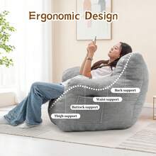Bean Bag Chair , Small Comfy Beanbag Lounge Floor Sofa Reading Chair With Armrests, Mini Cloud Sofa For Living Room, Bedroom And Game Rooms, Plush Chair With Memory Foam,Grey - Grey - View 6