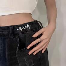 1Pair/2/3/4Pairs Fashion Star-Shaped Denim Belt, Adjustable Buckle, Fashion Denim Waist Fixer, Adjustable Waist, Star-Shaped - A - View 7