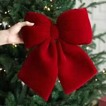 1pc Festive Atmosphere Giant Velvet Christmas Bow, Outdoor Wall Door Decoration - Multi-color - View 3