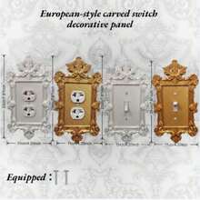 Elegant Baroque Victorian Rococo Style Rectangular Carved 3D Scroll Pattern Gold/White Decorative Wall Plate Light Switch Cover And Outlet Cover, European Style Switch Panel Faceplate, Suitable For Bedroom, Living Room, Bathroom, Kitchen, Housewarming Gift, All Seasons - Multiple Styles - View 3