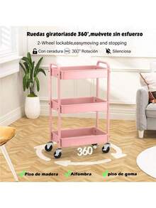 SH--Mobile Office/School/Kitchen/Bathroom Cart 3 Levels, Ideal for Organizing Your Supplies in Any Space, Multipurpose and Large Capacity.--recomendar - Rosa - Ver 5