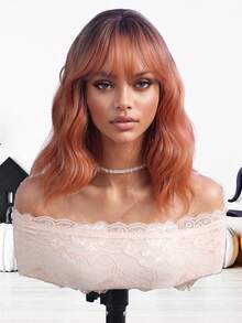 White Wavy Wig With Bangs,Short Curly Bob Wig Shoulder Length 12Inch Synthetic Hair For Women Girl Heat Resistant Synthetic Colorful Wigs For Daily Party Halloween Cosplay Use - Multicolor - View 13