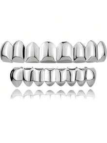 THATBOY 2pcs/Set Grillz 8 Gigi Berlapis Emas 18K Mengkilap - MultiWarna - View 12