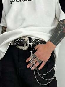 Men's Starry Sky Multi-Layer Alloy Waist Accessory Pant Chain - Small Star - View 2