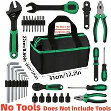 Upgraded (35.81 Cm) Tool Bag Organizer - No Tools Included, 14.1 Inch Toolbox, Multi-Compartment And Pocket Design, Zipper Closure - Thickened Structure, Suitable For Electricians, Plumbers, Daily Repairs, Industrial And Home Renovation,Travel Essential - Multicolor - View 2
