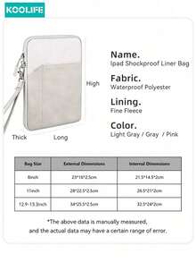 Koolife 1 buah Sarung Pelindung Tablet 8-13 Inci, Tas Tangan Portabel, Tas Penyimpanan Produk Elektronik, Casing Pelindung Anti Guncangan, Cocok Untuk iPad, Galaxy, dan Lainnya - Light Grey - View 12