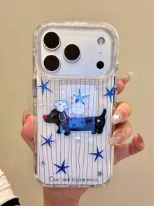 Striped Star Chef Hat Puppy Design Phone Case Compatible With Apple 17 Pro Max, 16 Pro, 13, 14 Pro, 15 Pro, Creative Full Coverage Shockproof Phone Cover - Multicolor - View 2