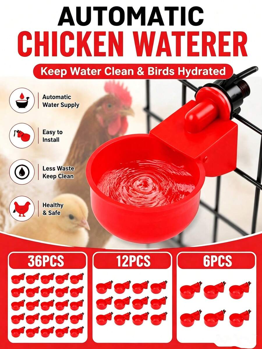 Automatic Chicken Water Cups, Gravity Poultry Watering System With Float Valve, Leak-Proof Chicken Drinker Kit With Hole Saw, Automatic Waterer For Chickens, Ducks, Quails And Poultry - Style A - View 1