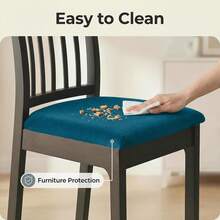 Stretch Soft Velvet Chair Seat Slipcover, Removable Washable Dustproof Chair Cushion Protector, Universal Seat Pad Cover Suitable For Kitchen, Dining Room And Hotel - Multicolor - View 4
