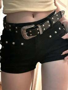 Y2K Retro Versatile Belt, Carved Rivet Buckle Fashion Belt, Suitable For Daily Wear, Dates And Other Occasions - Multicolor - View 6