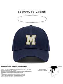 1pc Y2K Street Style Customized Initial Baseball Cap, UV Protection Breathable Summer Sun Hat, Adjustable Face-Slimming Cap, Unisex - Multicolor - View 5