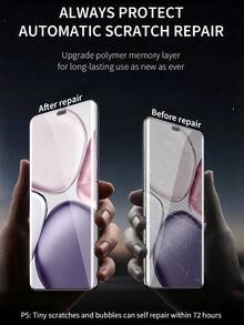 5Pcs HD Hydrogel Film Full Coverage Flexible Phone Screen Protector Compatible With Oppo Reno 12 13 14 Pro/Relme 12 13 11 14 15 Explosion-Proof And Scratch Resistant Supports Fingerprint Recognition Soft Film Non Glass - Clear - View 4