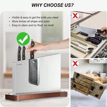 Large Magnetic Block Holder Without Knives Kitchen Counter, Stainless Steel Material Magnetic Storage Stand Rack With Strong Double Sided Magnet And Wood Base - 16.15x 11 Inches - Multicolor - View 5