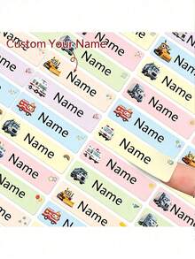 Stiker Nama Kustom 100/200/500pcs, Stiker Tahan Air Kustom untuk Kendaraan Teknik, Stiker Label Nama yang Dipersonalisasi, Stiker yang Dipersonalisasi - warna - View 1