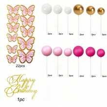 55pcs Butterfly Cake Toppers, Simple Paper Cake Decorations, Suitable For Birthday Party - Pink - View 10