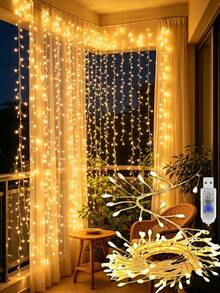 1pc Copper Wire Firecracker Shaped String Lights, 200/400LED Christmas Tree Decorative Lights, USB Powered Fairy Lights, Suitable For Christmas Party, Home Garden Decoration (Warm White) USB Powered Firecracker Shaped String Lights, 20/30/40pcs Copper Wire Fairy Lights, 8 Modes, USB Powered Firecracker Shaped String Lights Decorative Lights - Warm white light - View 2
