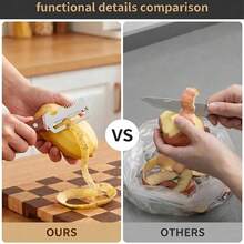 Ergonomic Wooden Handle Stainless Steel Peeler 3-In-1 Fruit Potato Peeler Bottle Opener Kitchen Peeling Cooking Tool - Apricot - View 6