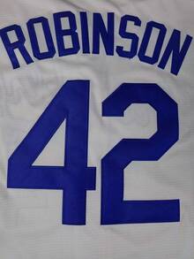 Men's #42 Legendary Jackie Robinson Beige Embroidered Baseball Jersey, 1955 Champion Vintage Commemorative Baseball Apparel, Fan Gift - Beige - View 6