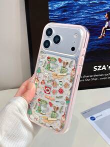 1pc Pink Frame Transparent Minimalist Lens Protection Anti-Drop Anti-Collision Christmas Gingerbread Man Egg Pattern Phone Case Personalized Suitable For IPhone 16 Pro Max/17/16/15/14/13/12/11 Protective Case Air Suitable For Samsung Series - Multicolor - View 4