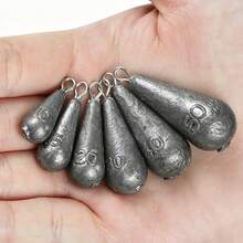 10pcs Water Drop Hanging Ring Lead Sinkers, Quick Bite Lead, Calibrated Lead, Hanging Ring Fishing Sinkers - Grey - View 5