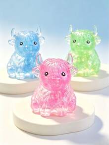 1 Peça Brinquedo de Ponta de Dedo de Vaca das Terras Altas com Lantejoulas, Bola de Estresse Macia de Rebote Lento, Brinquedo Sensorial Fofo para Apertar, Adequado para Adultos e Crianças, Decoração de Mesa para Alívio da Ansiedade, Presente de Enchimento de Cesta de Páscoa para Amantes de Vacas - Multicolorido - Visão 3
