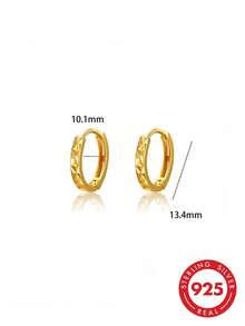 1 Pair S925 Sterling Silver Minimalist Fashion Niche Design Asymmetrical Geometric Faceted Hoop Earrings For Women, Daily Commute Versatile Classic Elegant Personalized Round Earrings, Light Luxury High-End Ins Cold Style Gentle Elegant - Ring - View 8