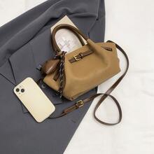 A Stylish, Unique Everyday Handbag; A Modern, High-Capacity Women's Shoulder Bag Suitable For Work, Commuting, And Campus Life. - Brown - View 8