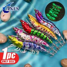 ANFS 1pc Squid Jig Fishing Lure Artificial Bait For Octopus Cuttlefish, Wood Shrimp Squid Hook, Saltwater Hard Bait - Multicolor - View 4