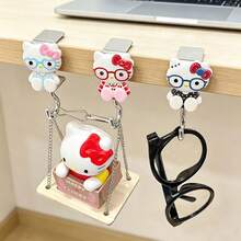 SANRIO 3pcs Random Color Cartoon Cat Desk Edge Hanging Hooks, Multi-Functional Storage Hooks For Middle School And High School Students, Desk, Backpack, Pen Bag, Glasses Storage, Girly Style Desktop Decoration Hooks, Office And Study Practical Creative Gift - One Size - View 6