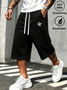 These Men's 3/4 Length Casual Sports Capri Pants Are Loose They Are A Perfect Choice And Also A Great Gift For Couples. Black Summer - Black - View 8