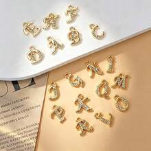 26Pcs A-Z Gold Letter Charms, Includes Full Rhinestone Letter Charms, Jewelry Making Supplies Pendants, Practical Alphabet Charm Pendants - Script Letter Pendant - View 4