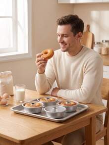 1/3/5pcs Aluminum Donut Baking Mold - Non-Stick Tube Cake Pan With Center Tube - Easy Release Baking Mold, Suitable For Angel Cake, Muffins And Desserts - For Oven Use - Donut - View 9