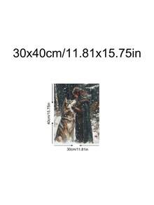 1pc Lady Warrior & Her Wolf On A Snowy Forest Art Print,Joan Of Arc Oil Painting, Medieval Knight Woman Religious Art, Bedroom Decor,LivingRoom Decor,Dorm Decor,Wall Arts,Wall Decor,Home Decor,Room Decor, Canvas Wall Art, Posters,Optional Frame - 1PCS - View 14