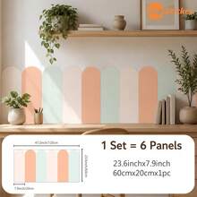 SUPSTICKER 6入波希米亞風扇形拱門牆貼，可移除 PVC 牆貼，適用於兒童房、嬰兒房、臥室，7.68x23.43 英吋 - 彩色 - 查看 16