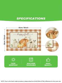 1pc/4pcs/6pcs,Autumn Pumpkin Table Placemats,Rectangular Tablecloth,Washable,Suitable For Home Dinner,Coffee Table,Durable Kitchen And Dining Room Decor,Table Decoration For Parties And Scene Decor,Home Decor - Multicolor - View 3