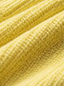 Korean Style Baby Girl Cream Honey Bee Knit Set, Textured Ribbed Single-Breasted Long Sleeve Cardigan With 3D Crochet Bee And White Flower, Solid Vertical Striped Slim Fit Long Pants, 2-Piece Spring Outfit - Yellow - View 3