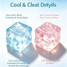 1pc Portable Blue Snowflake Ice Cube Maltose Squishy, Crystal Clear Slow Rebound Squeeze Stress Relief Toy, Time-Killing Gadget, Suitable For Children, Teenagers And Adults As A Universal Gift - Multicolor - View 3