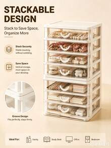 4-Layer Drawer Storage Box, Jewelry Box, Desktop Organizer, Suitable For Hair Accessories, Earrings And Other Small Items, Office Storage Box, Jewelry Storage Box, Drawer Makeup Organizer, Autumn Bedroom Decor, Drawer Storage Box, Desktop Organizer - Multicolor - View 4