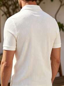 ALTZTAR Men's Textured Polo Collar Short Sleeve T-Shirt - White - View 2