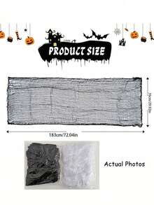 6/3/1pc Black/White Halloween Spooky Gauze, Porch Decor, 30x72 Inch Halloween Tablecloth Gauze, Suitable For Halloween Home Decor And Gothic Wedding Supplies - Black and White Gauze - View 4