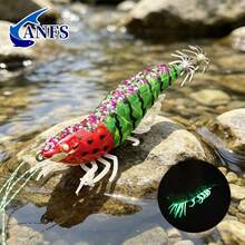 ANFS 1pc Squid Jig Fishing Lure Artificial Bait For Octopus Cuttlefish, Wood Shrimp Squid Hook, Saltwater Hard Bait - Multicolor - View 6