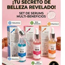 MORE BEAUTY Kit de Serum Facial 3 en 1 con Vitamina C, Ácido Salicílico BHA y Ácido Hialurónico HA, Suero Aclarante  y Antiarrugas para Minimizar Poros e Hidratación Profunda, Kit de Cuidado Facial Completo para Todo Tipo de Piel--30ml/botella - MH-5376-HA - Ver 2