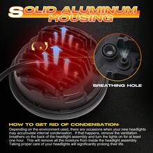 80W 5-3/4" 5.75" Round LED Projection Headlight Compatible With Dyna Street Bob Super Wide Glide Night Rod Train Deuce Custom Iron 883,Black - A - View 4