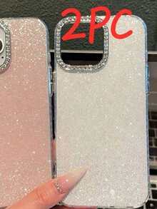 1個粉色亮片手機殼 + 1個白色亮片手機殼 - 彩色 - 查看 3