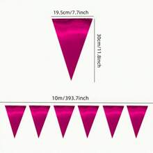 10m 20pcs Colorful Triangle Bunting Flags, Optional Red, Yellow, Purple, Blue, Black, Pink, White, Green, Multicolor, Multiple Colors Available, Plastic Flags, Suitable For Opening Events, Weddings - A - View 13