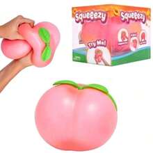 Peach Squeeze Toy, Slow Rebound Stress Relief Squishy, Slow Rebound Fruit Stress Relief Squeeze Toy, Decompression Gift Decor, PU Realistic Food Prank Toy - Multicolor - View 1
