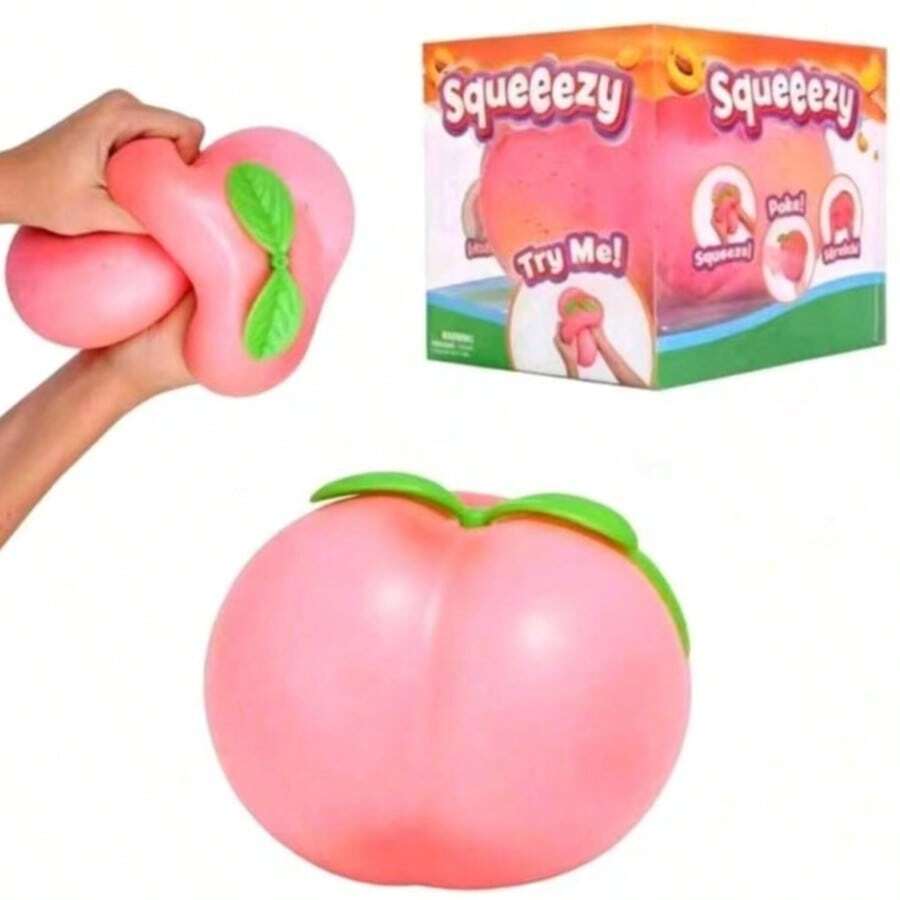 Peach Squeeze Toy, Slow Rebound Stress Relief Squishy, Slow Rebound Fruit Stress Relief Squeeze Toy, Decompression Gift Decor, PU Realistic Food Prank Toy - Multicolor - View 1