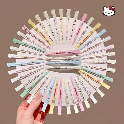Sanrio Hello Kitty No-Crease Hair Clips, Alligator Hair Clips, Women's Hair Clips, Metal Positioning Clips, Forehead And Side Clips, Aesthetic, Makeup Hair Clips, Sweet Girl Style Hair Accessories For Women, New Cute KT Sweet Girl Dopamine Hair Clips, Suitable For Girls' Daily Outings, Versatile, Parties, Back To School, Birthdays, Valentine's Day, Christmas, Gifts For Girls