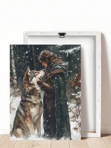 1pc Lady Warrior & Her Wolf On A Snowy Forest Art Print,Joan Of Arc Oil Painting, Medieval Knight Woman Religious Art, Bedroom Decor,LivingRoom Decor,Dorm Decor,Wall Arts,Wall Decor,Home Decor,Room Decor, Canvas Wall Art, Posters,Optional Frame - 1PCS - View 13